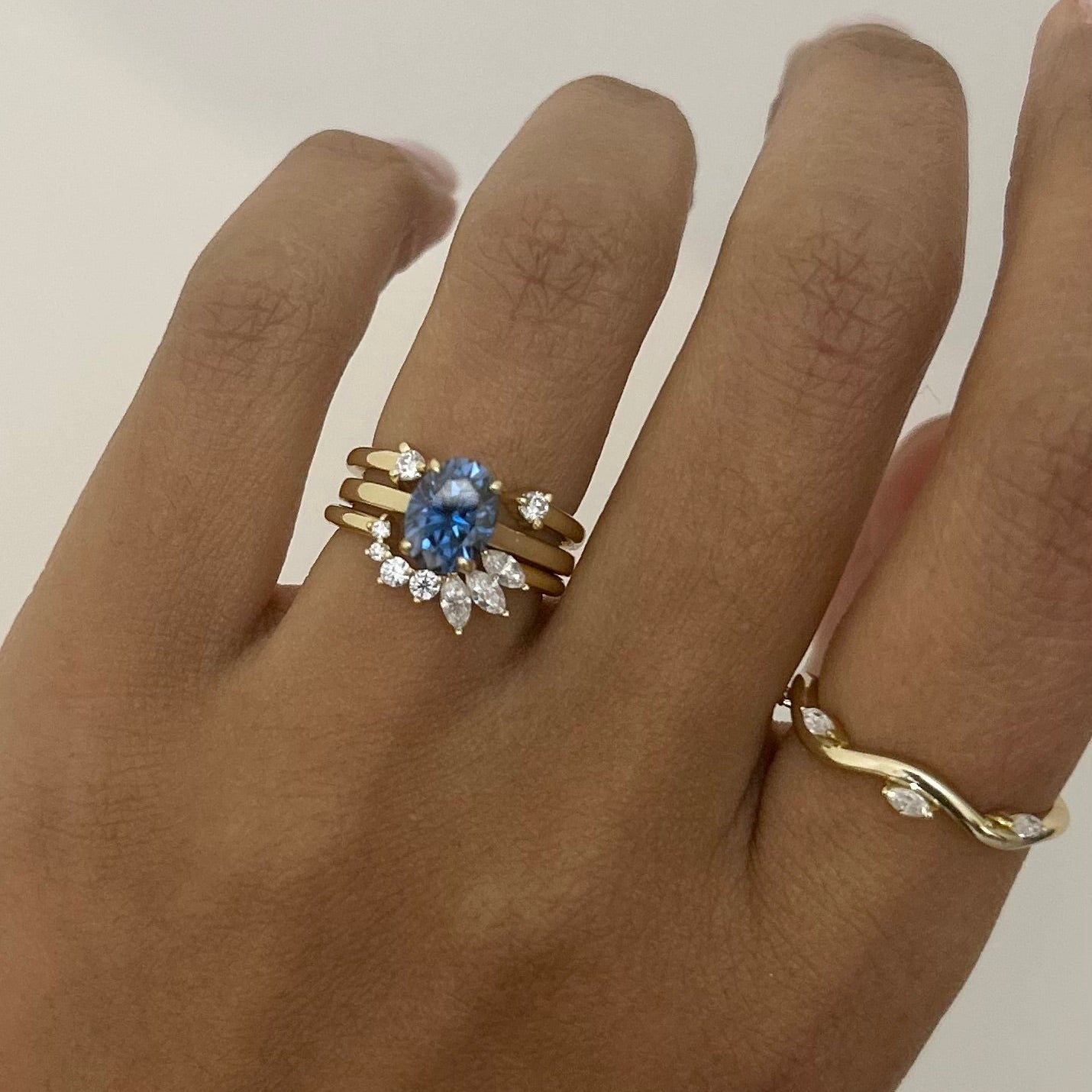 Blue Oval Solitaire Ring
