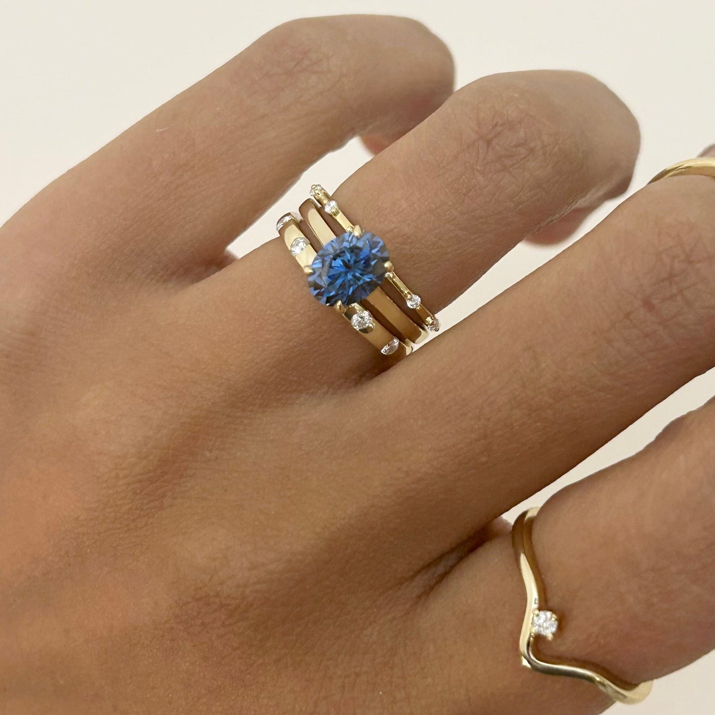 Blue Oval Solitaire Ring