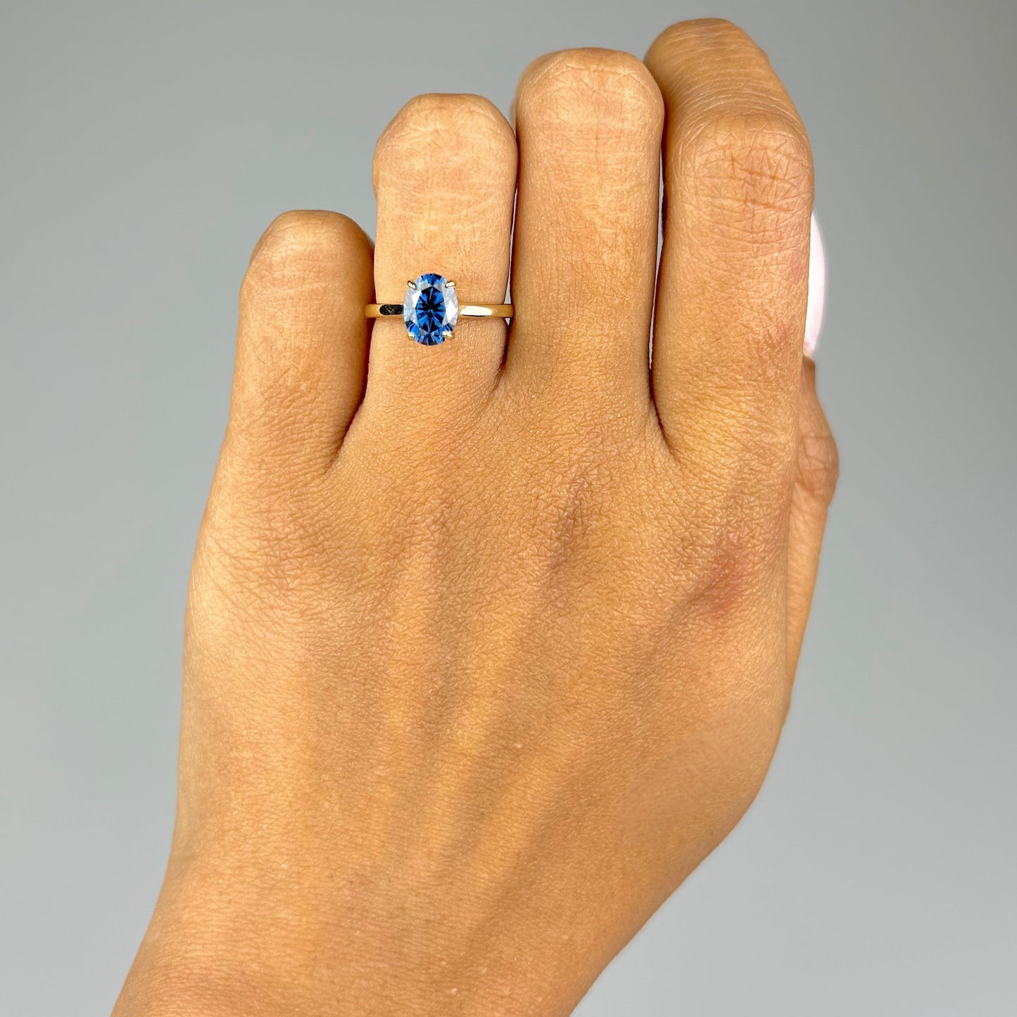 Blue Oval Solitaire Ring