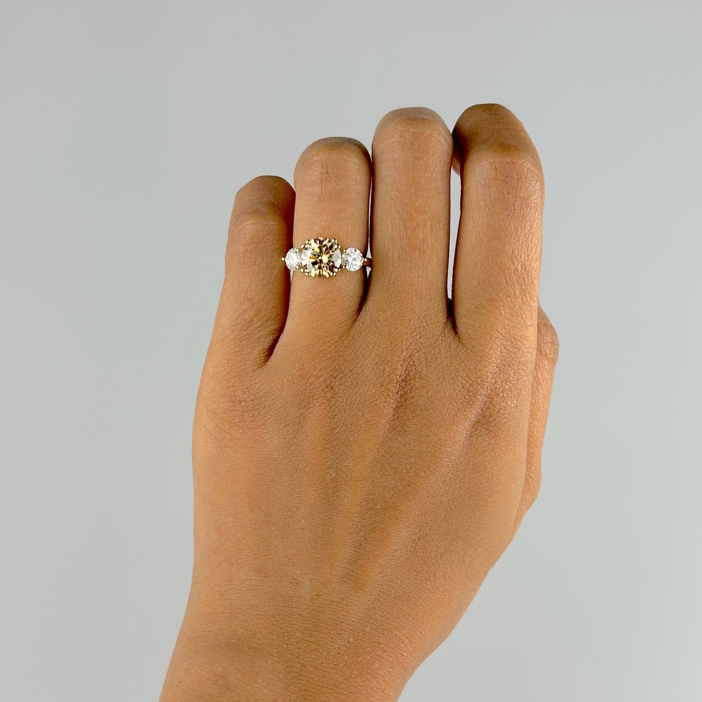 Champagne Tri-Stone Ring