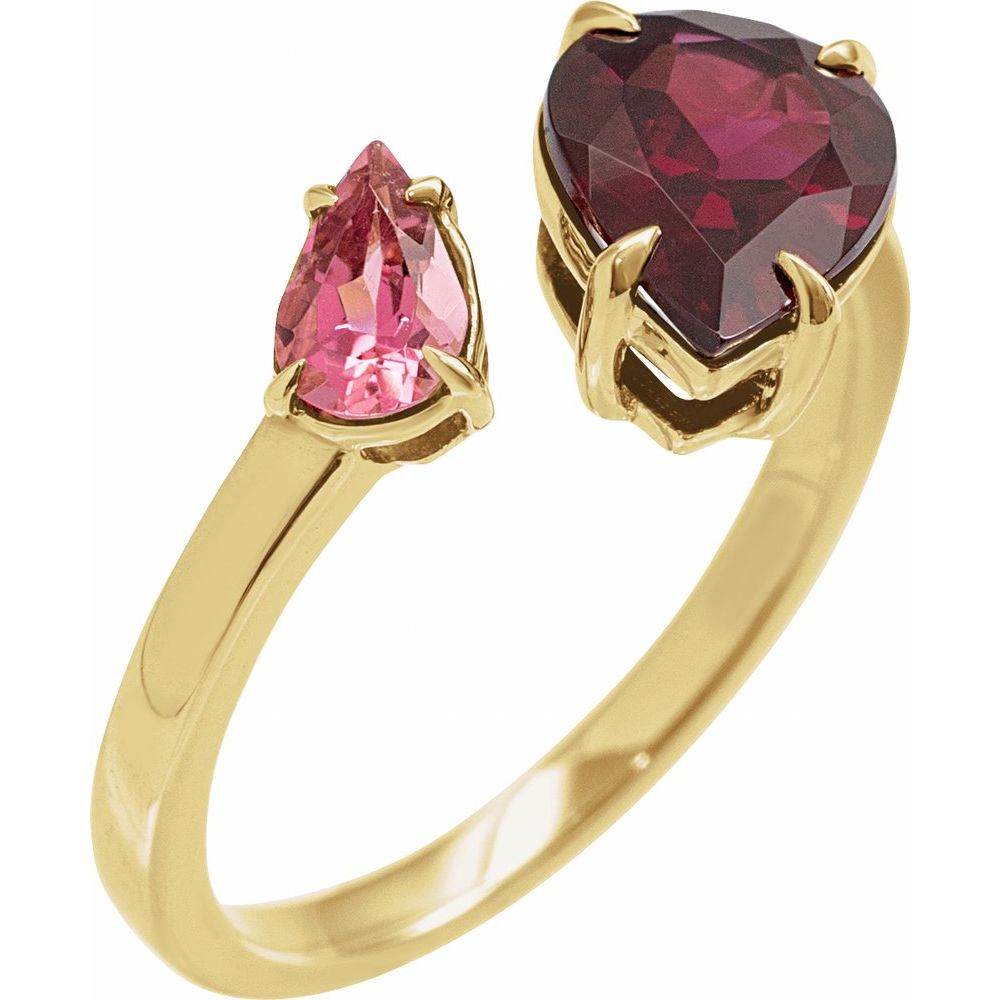 Double Garnet and Pink Tourmaline Ring