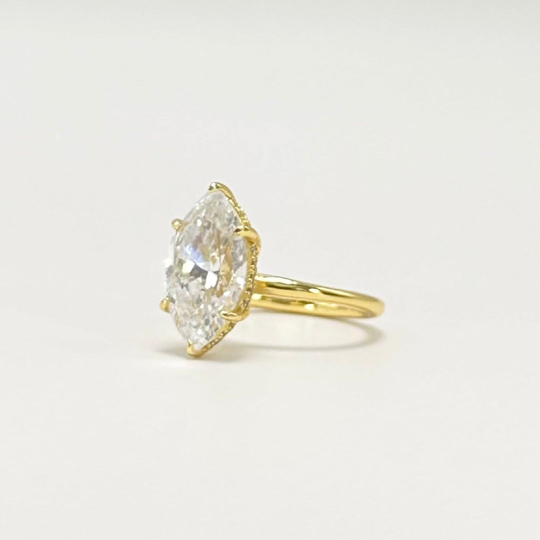Marquise Solitaire with Hidden Halo