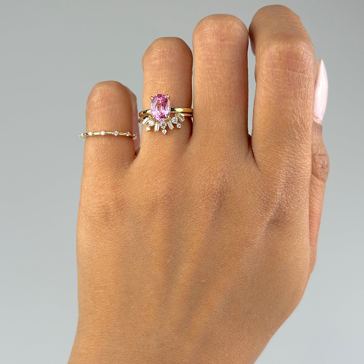 Oval Pink Sapphire with Hidden Halo