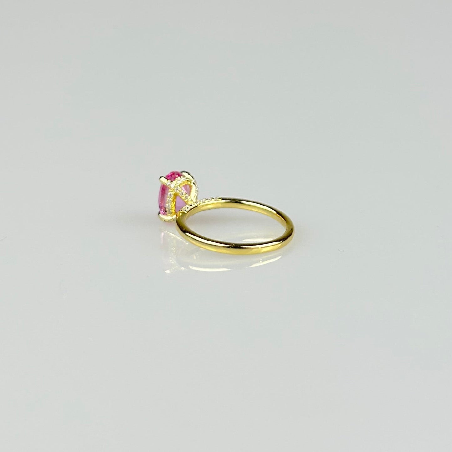 Oval Pink Sapphire with Hidden Halo