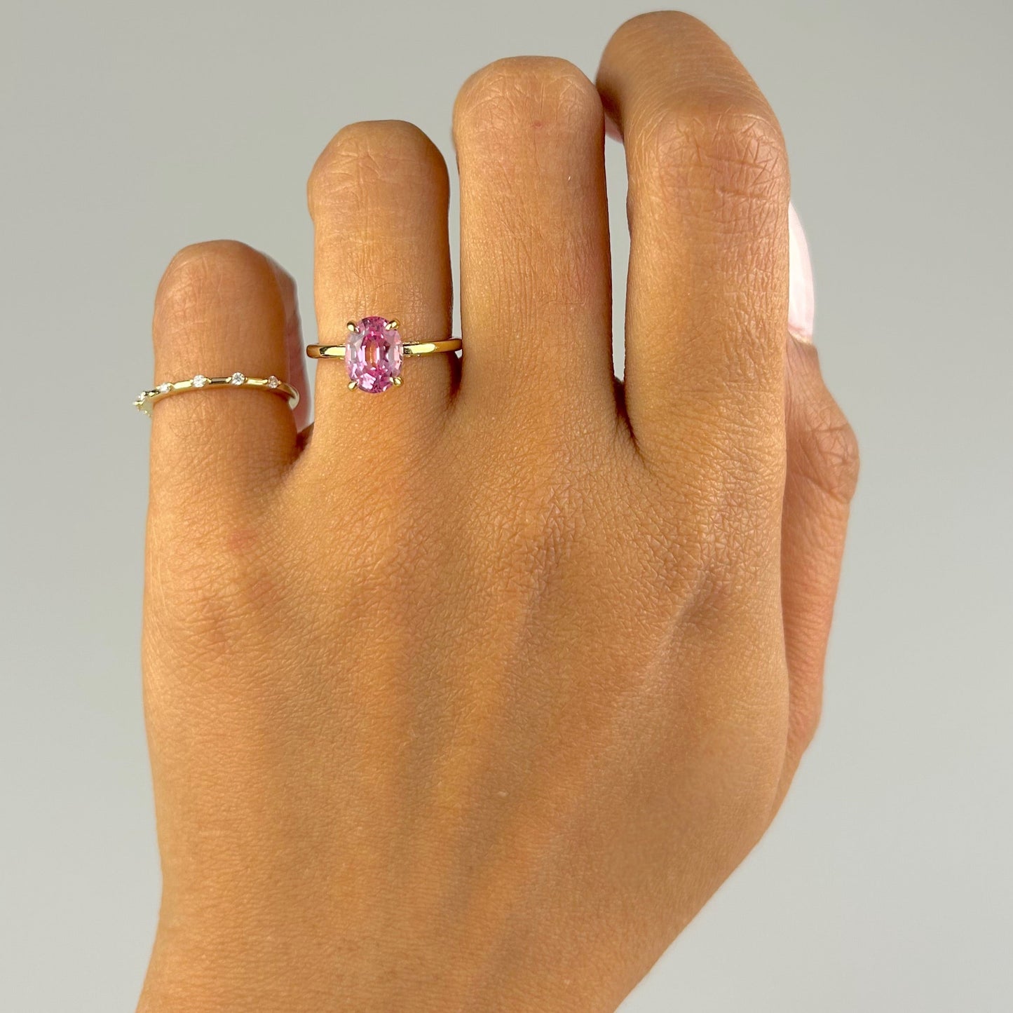 Oval Pink Sapphire with Hidden Halo