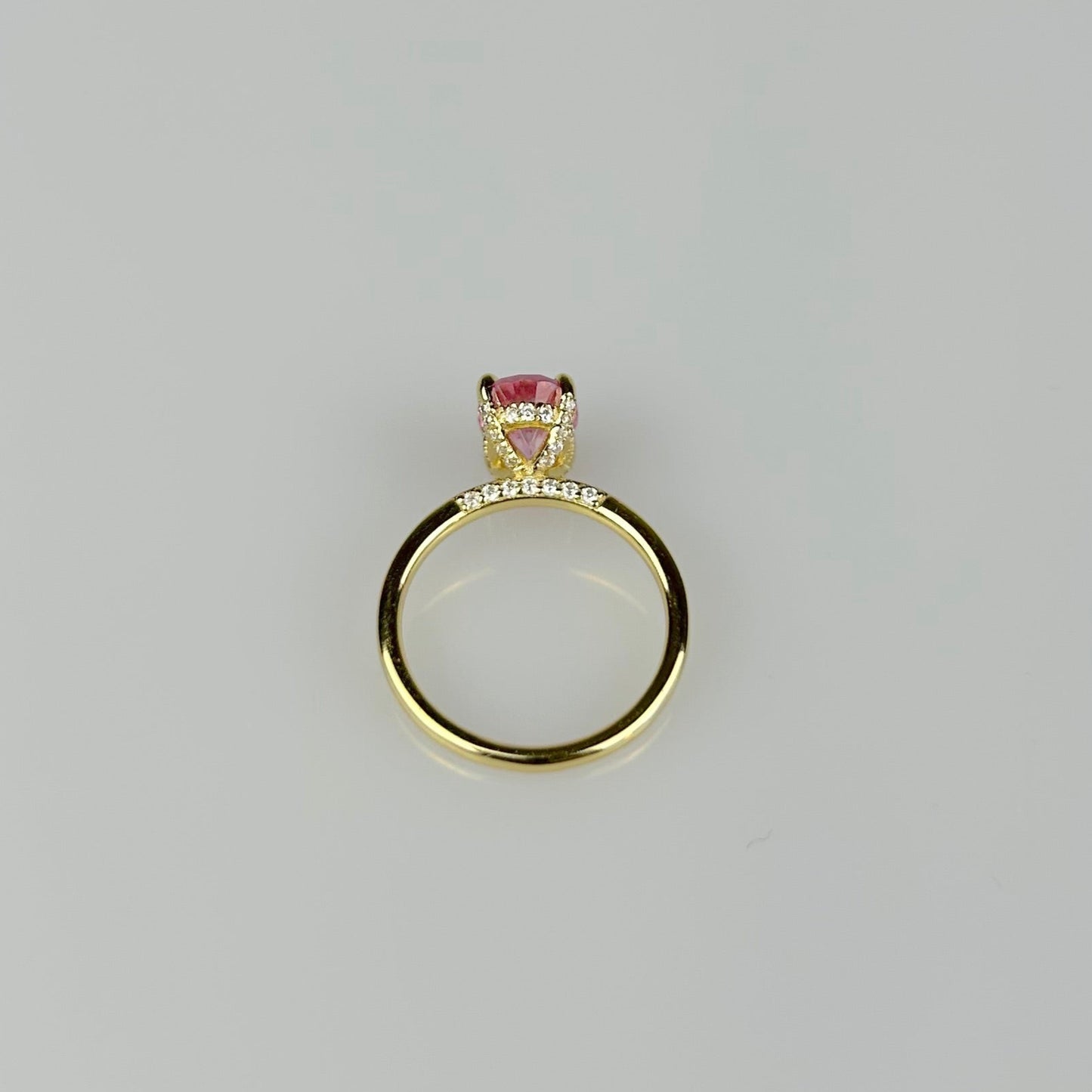 Oval Pink Sapphire with Hidden Halo