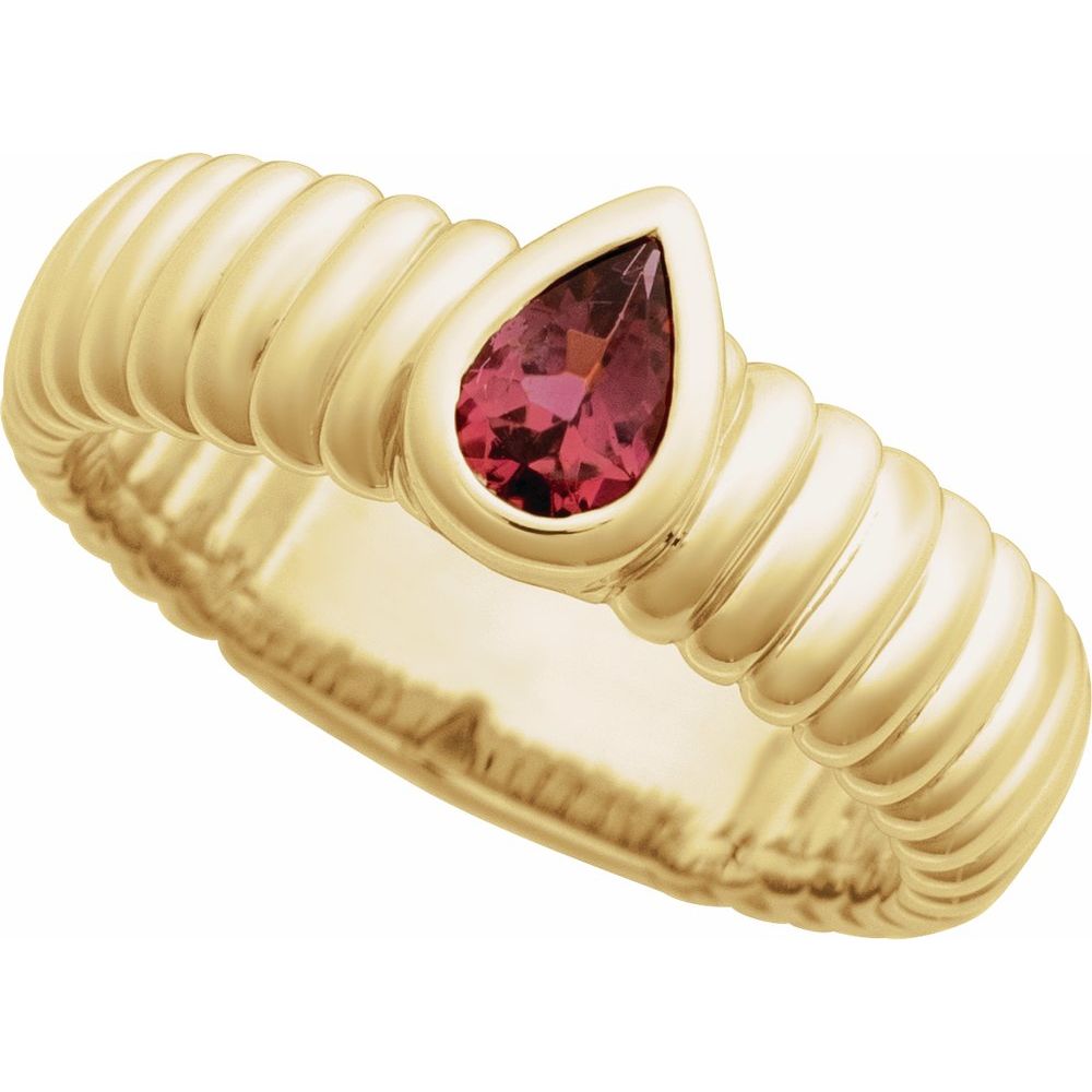 Pink Tourmaline Pear Ring