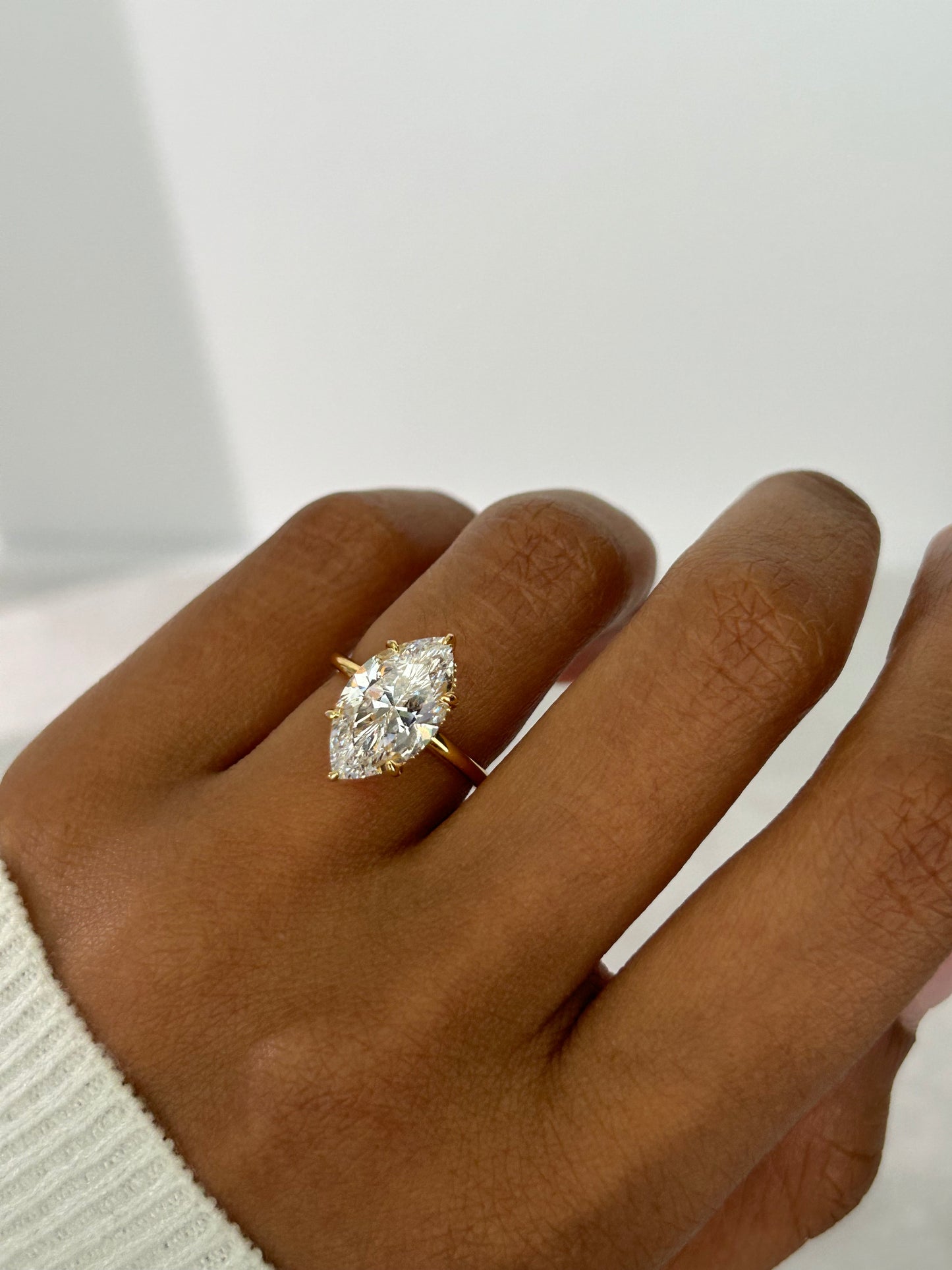 Marquise Solitaire with Hidden Halo