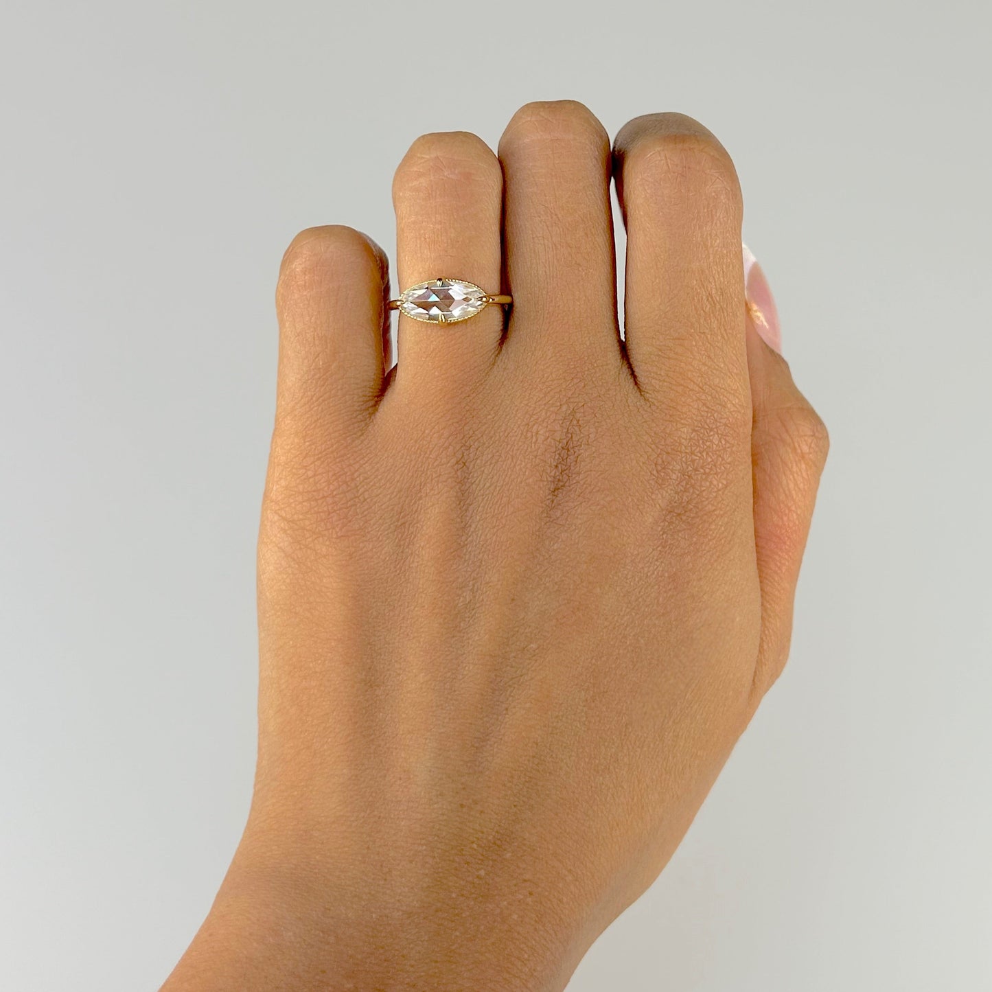 East-West Oval Rose Cut Ring