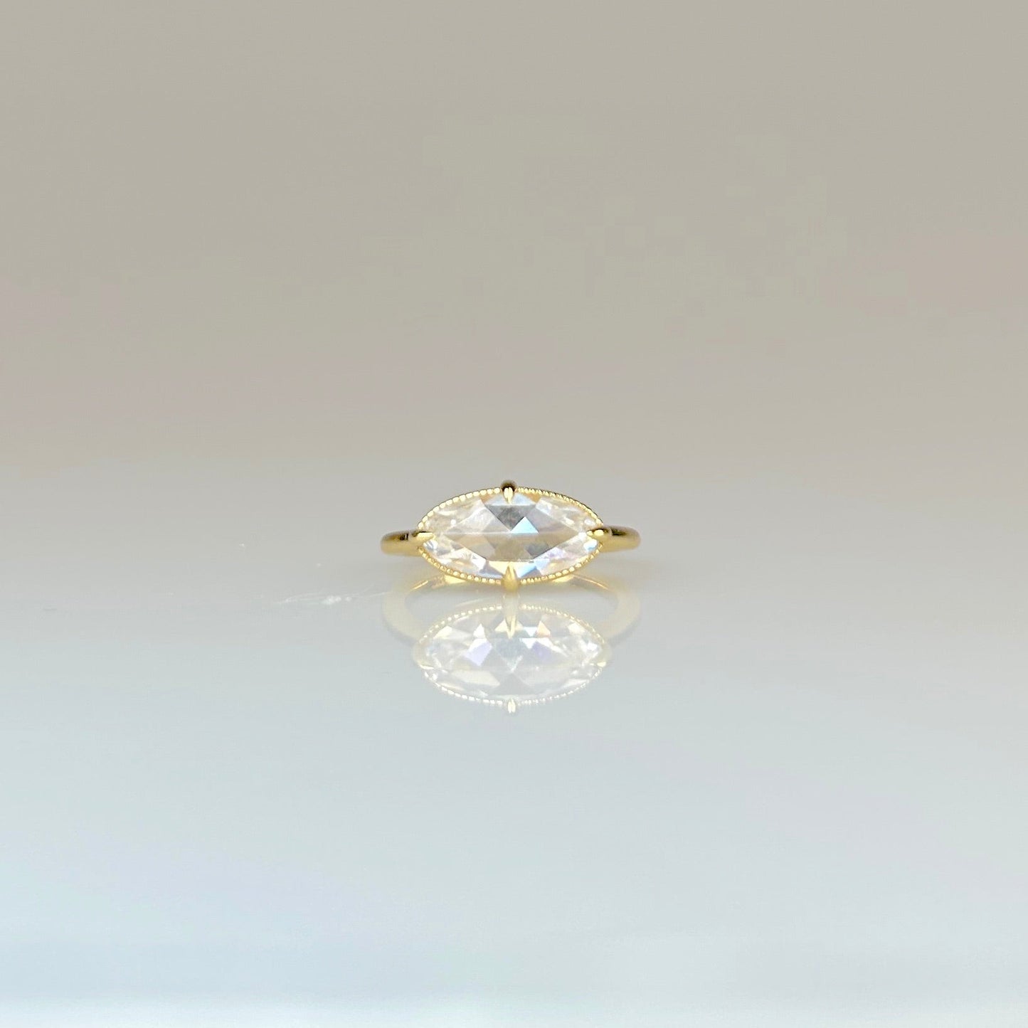 East-West Oval Rose Cut Ring