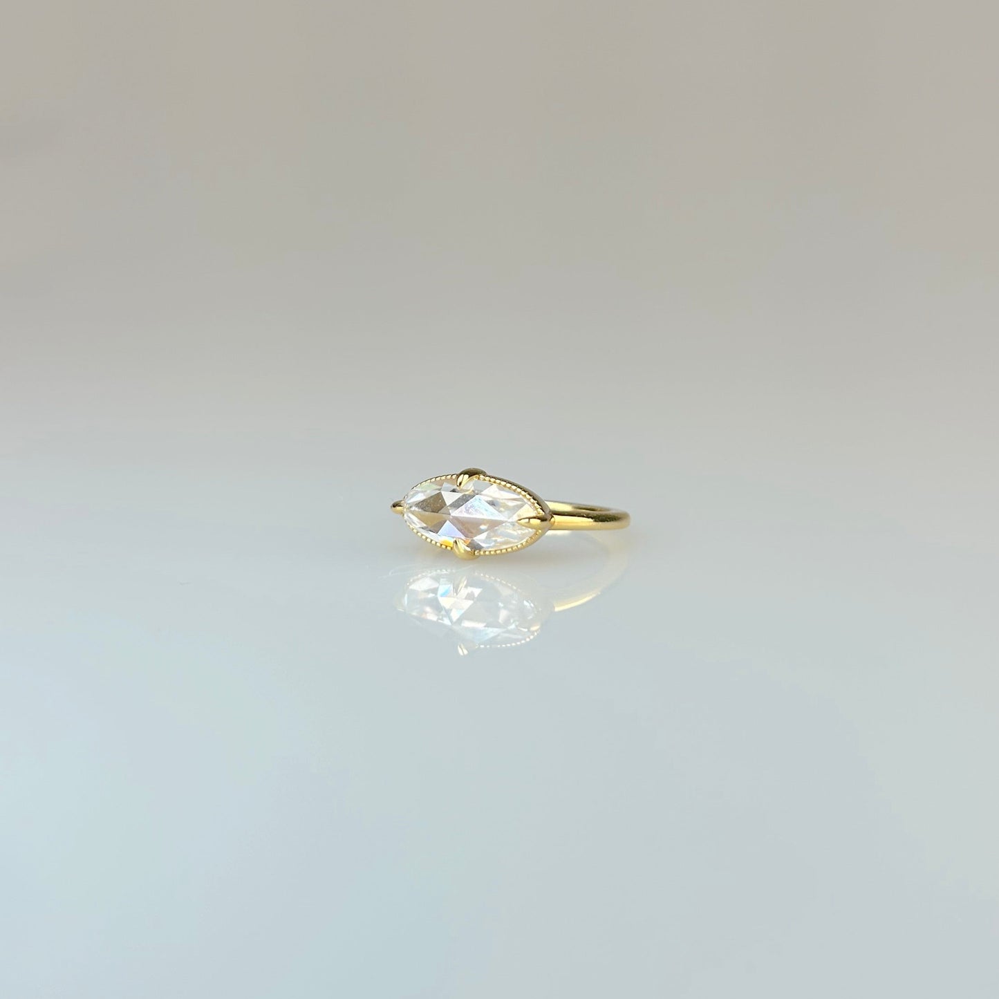 East-West Oval Rose Cut Ring