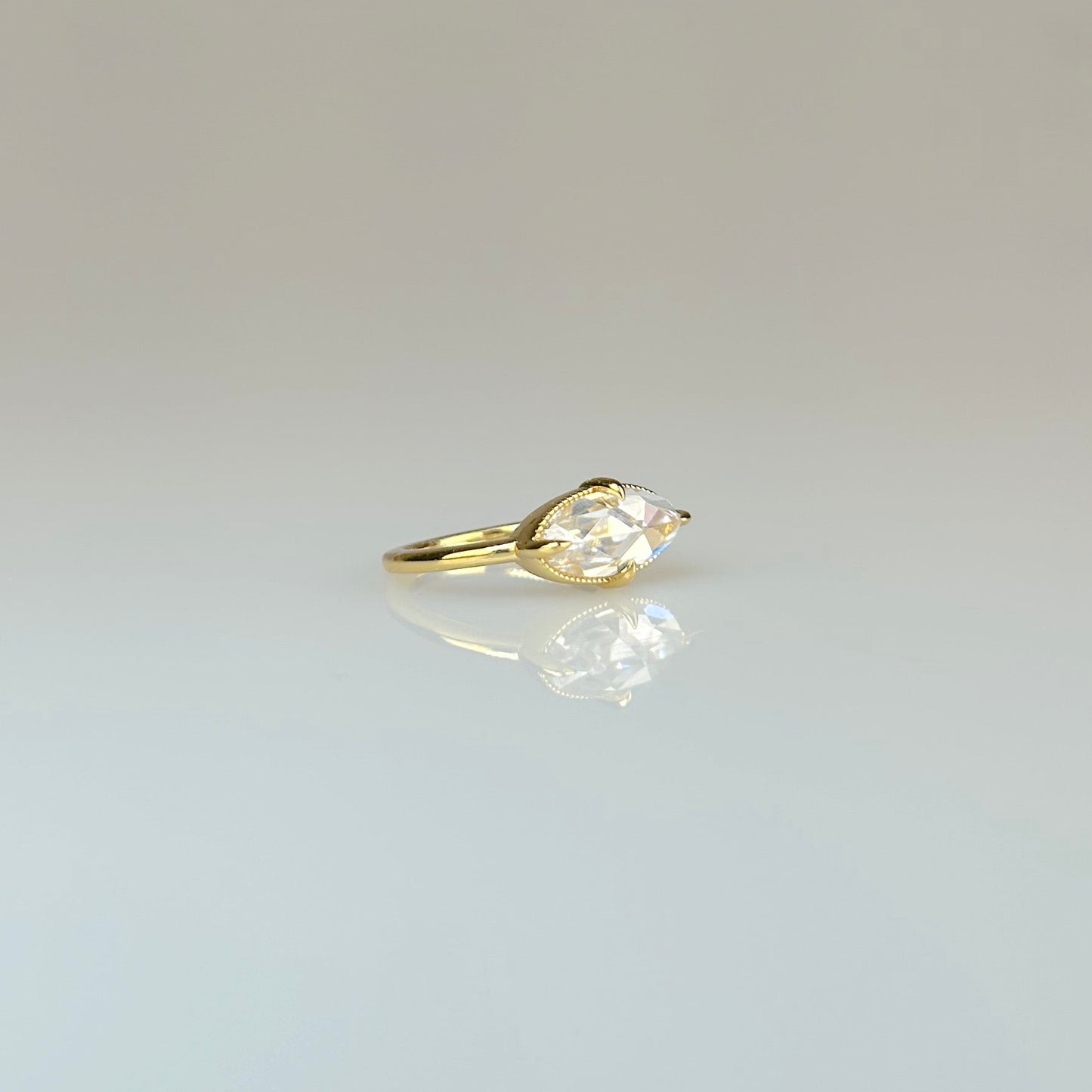 East-West Oval Rose Cut Ring