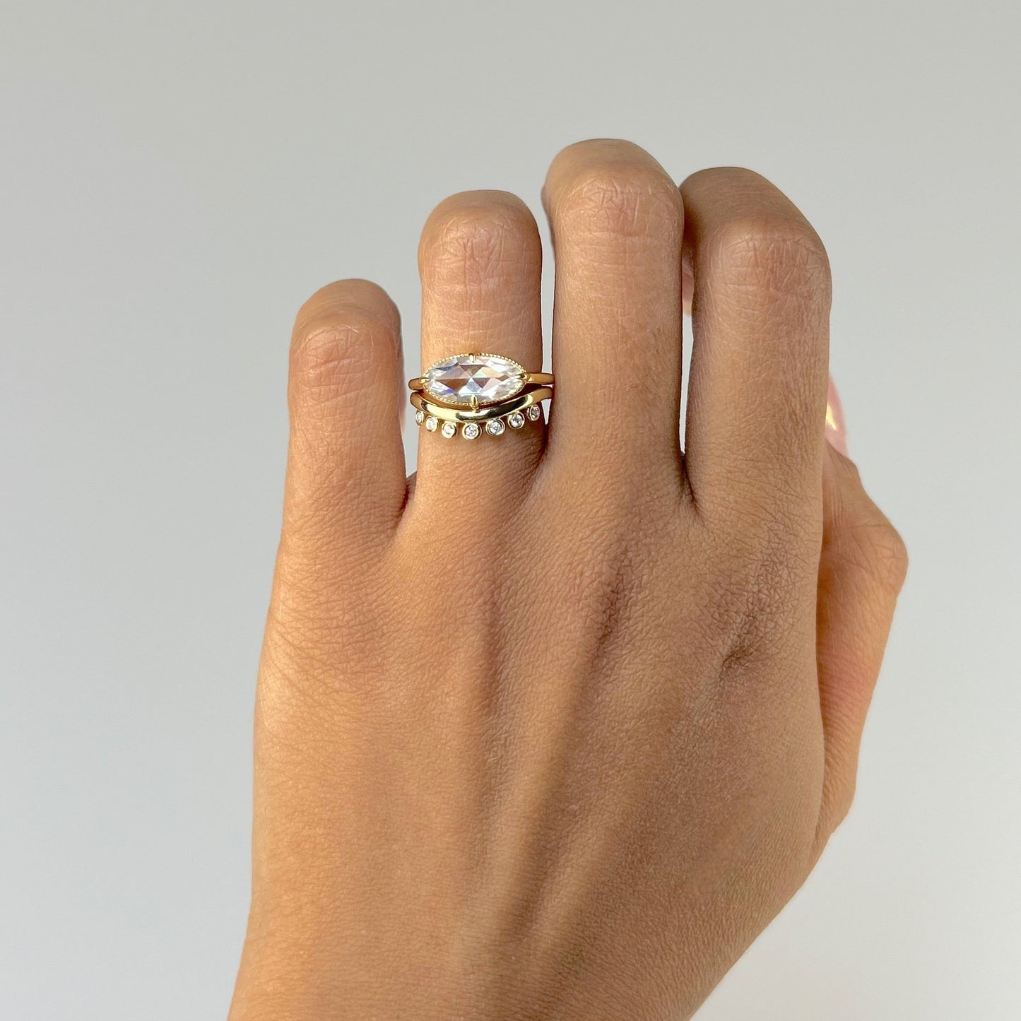 East-West Oval Rose Cut Ring