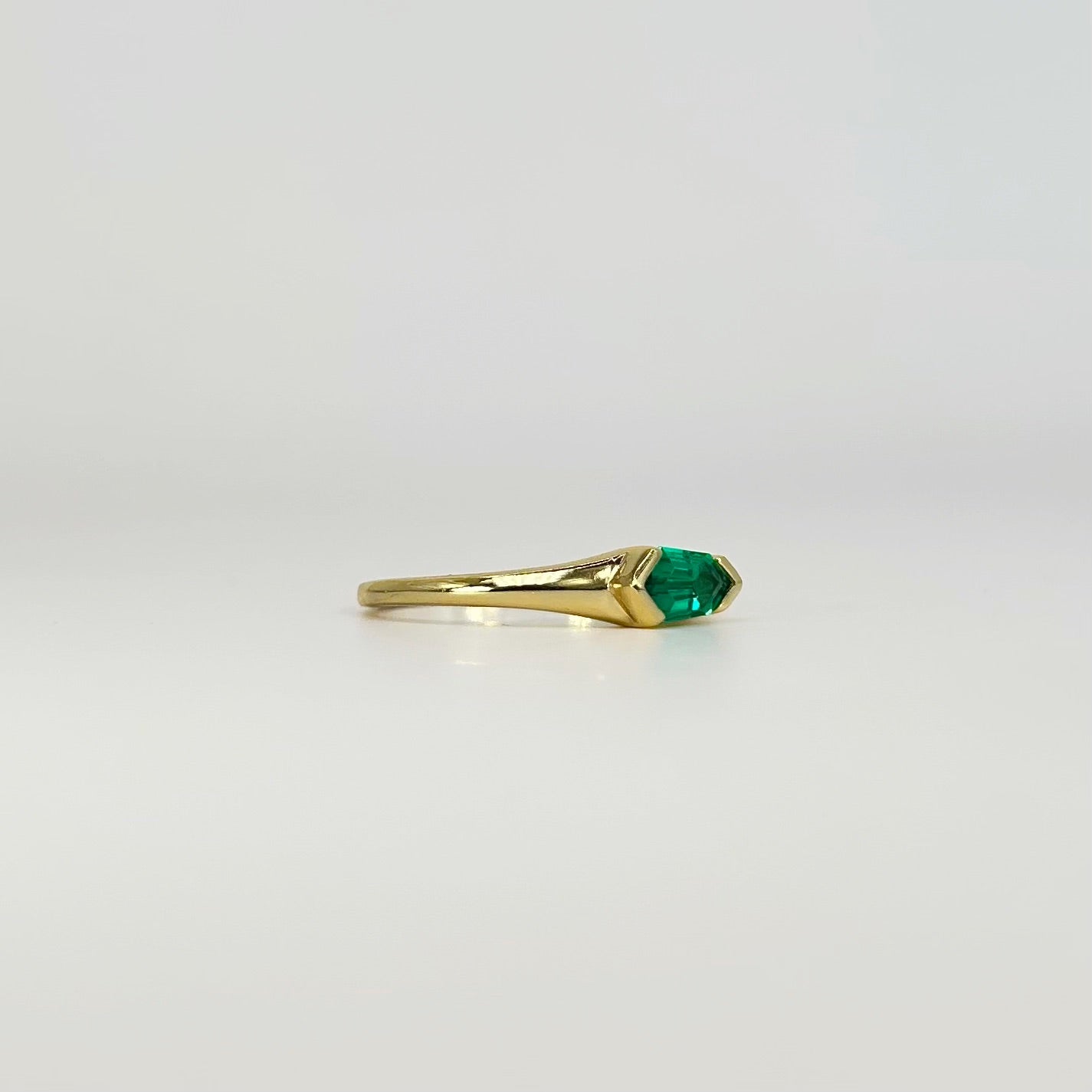 Emerald Gemstone Shield Ring