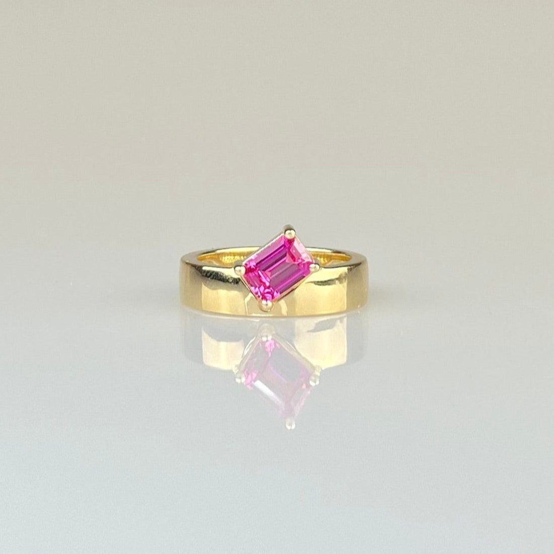 Pink Sapphire Asymmetric Solitaire Ring