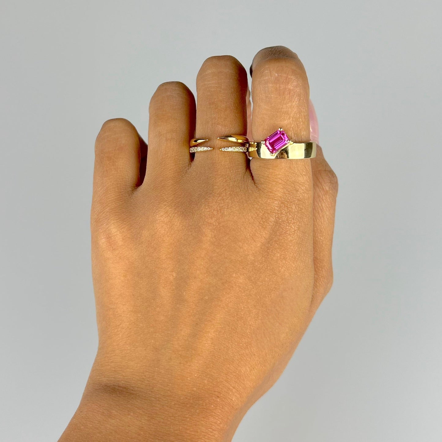 Pink Sapphire Asymmetric Solitaire Ring