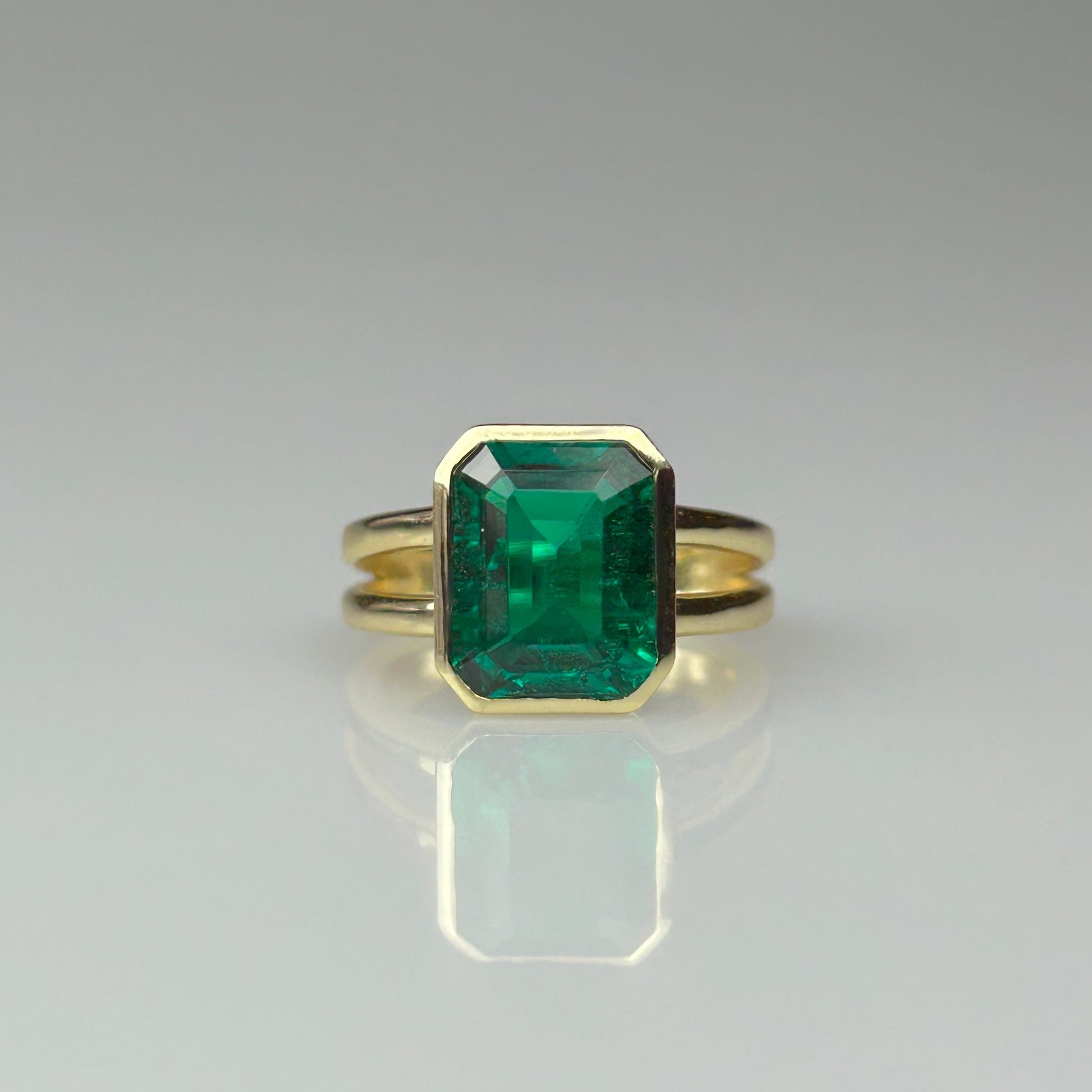 Green Emerald Bezel Ring Gemstone