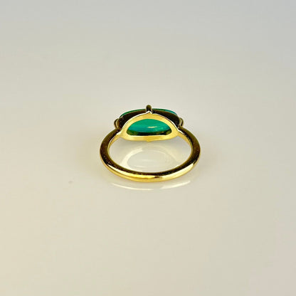 East West Emerald Gemstone Ring