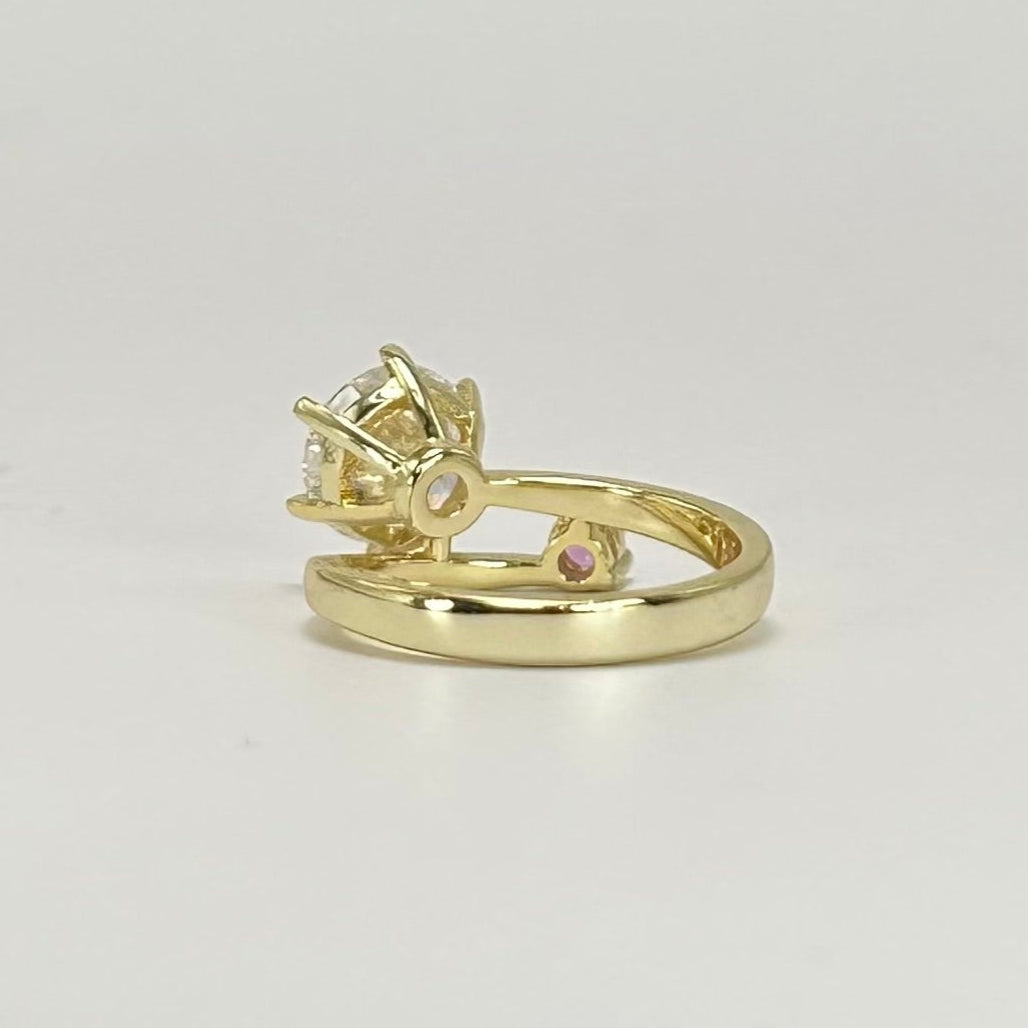 Round Brilliant Ring with Mini Pink Sapphire