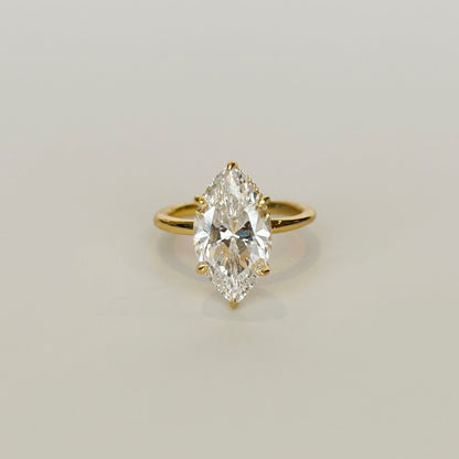 Marquise Solitaire with Hidden Halo