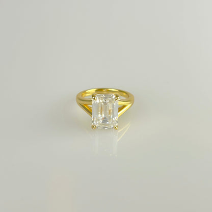 Emerald Cut Solitaire with Split Shank